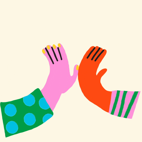 Two hands giving each other a high-five, with the caption: Together we thrive, together we care